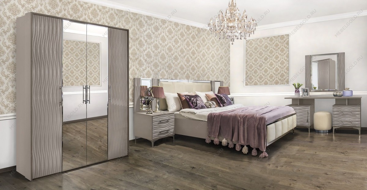 Шкаф Гравита 4-дверный серый камень глянец | изображение 5