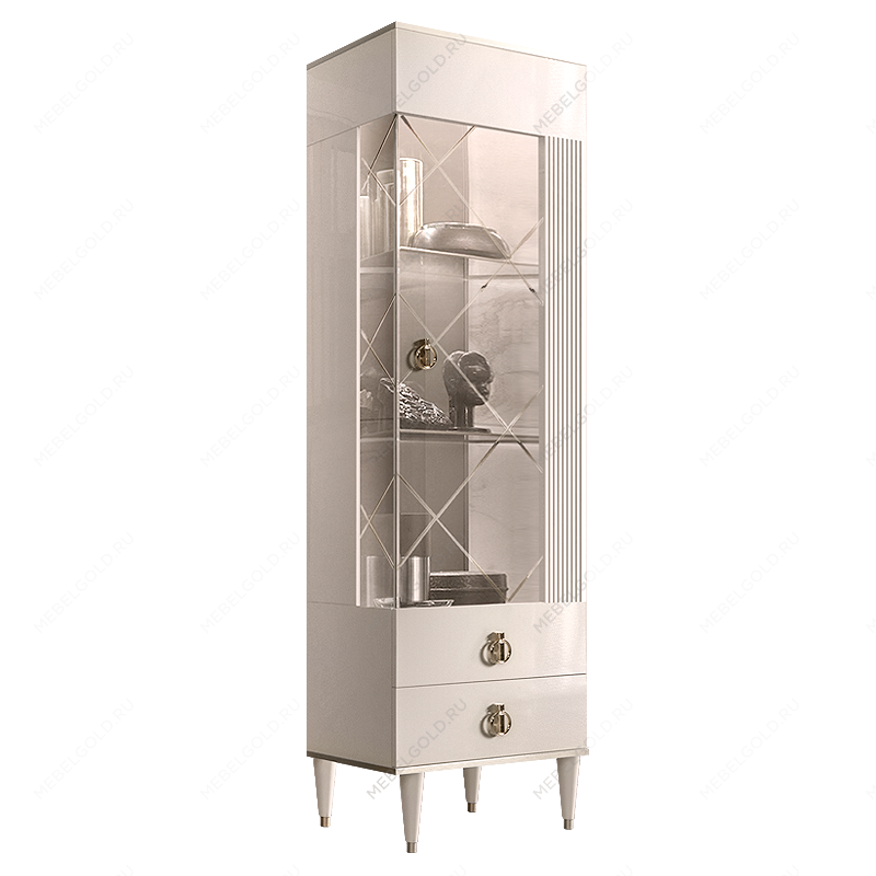 Витрина 1-ств. Римини СОЛО (Слоновая кость/Серебро) (Правая) РМВ1-1С(s)