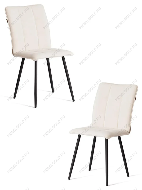 Стул обеденный Bari (2 шт. в упаковке), LT, велюр, молочный/черный, 4, 41х55х89 см
