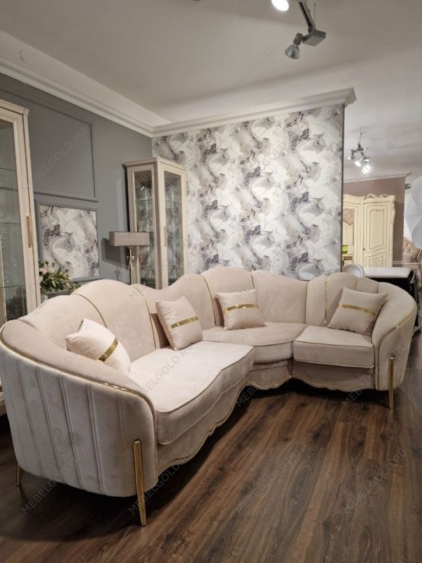 Диван Лара угловой 3-у-1 бежевый золото | изображение 2