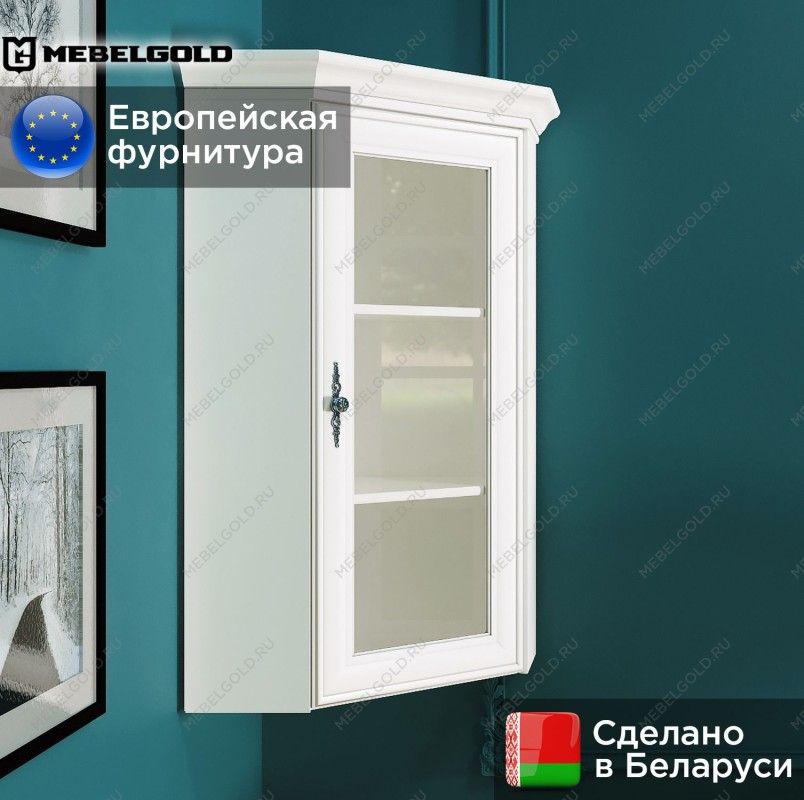 Шкаф верхний с витриной Кентаки NADN1W белый | изображение 1