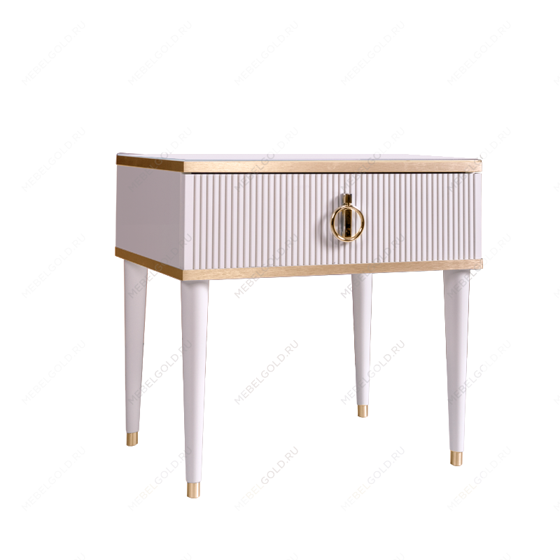Тумба прикроватная Римини СОЛО (Белый/Золото) РМТП-1(s)