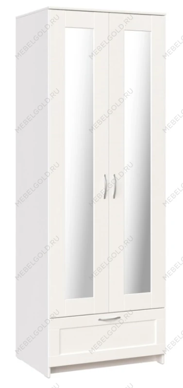 БРИМНЭС / СИРИУС Шкаф двухдверный ИКЕА / IKEA белый с одним выдвижным ящикам и двумя зеркалами