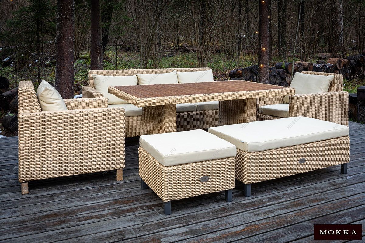 MOKKA BELLA стол прямоугольный с деревянной столешницей, соломенный | изображение 8