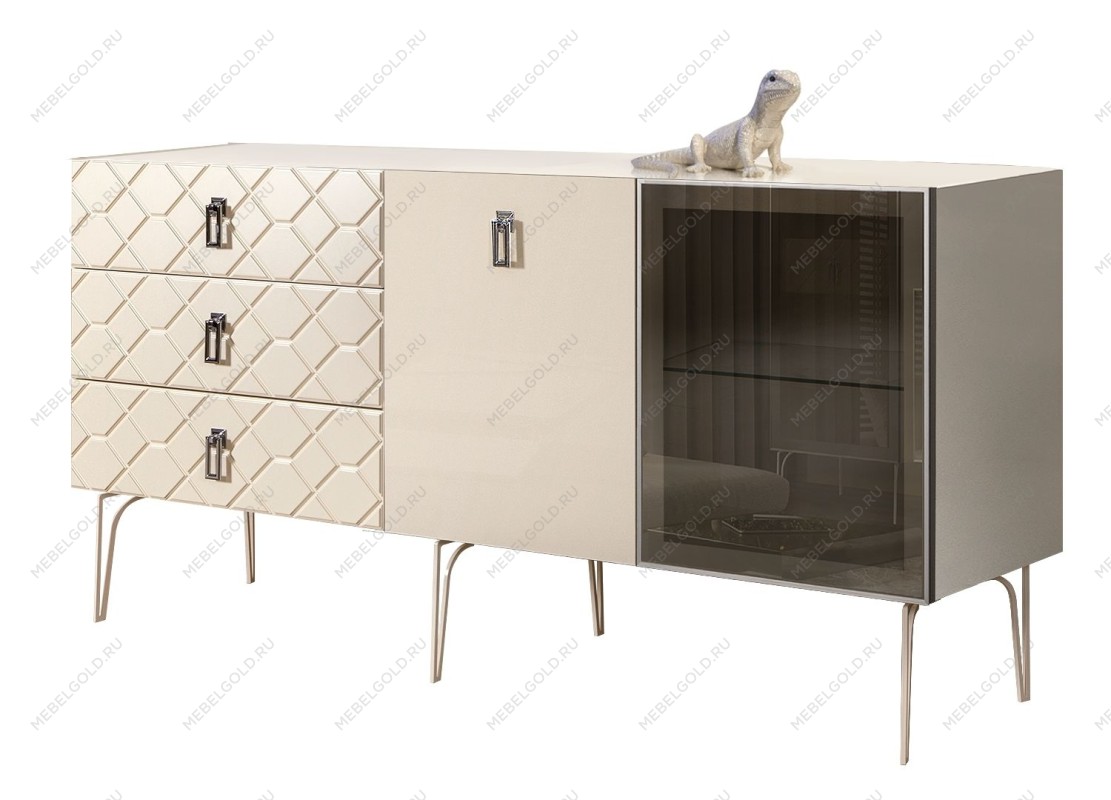 Комод 1.6м Bogemia Farfalle (Слоновая кость) (Lakobel/Хром) БМКМ-4(Fa)[5][10]