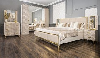 Спальня Лара 5-ств бежевый золото