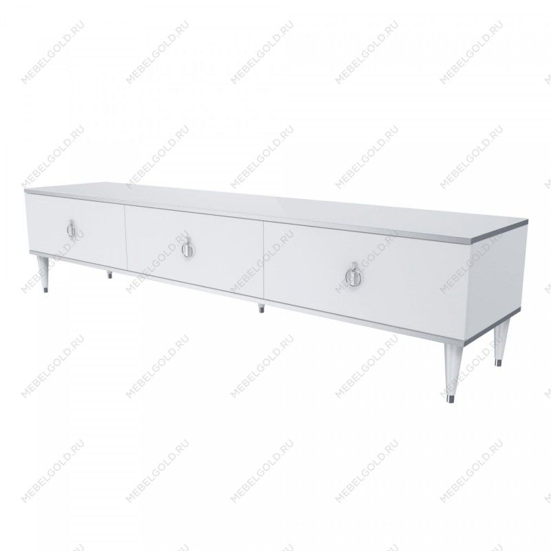 Тумба под телевизор 3 ящика Римини (Белый/Серебро) РМТ-4