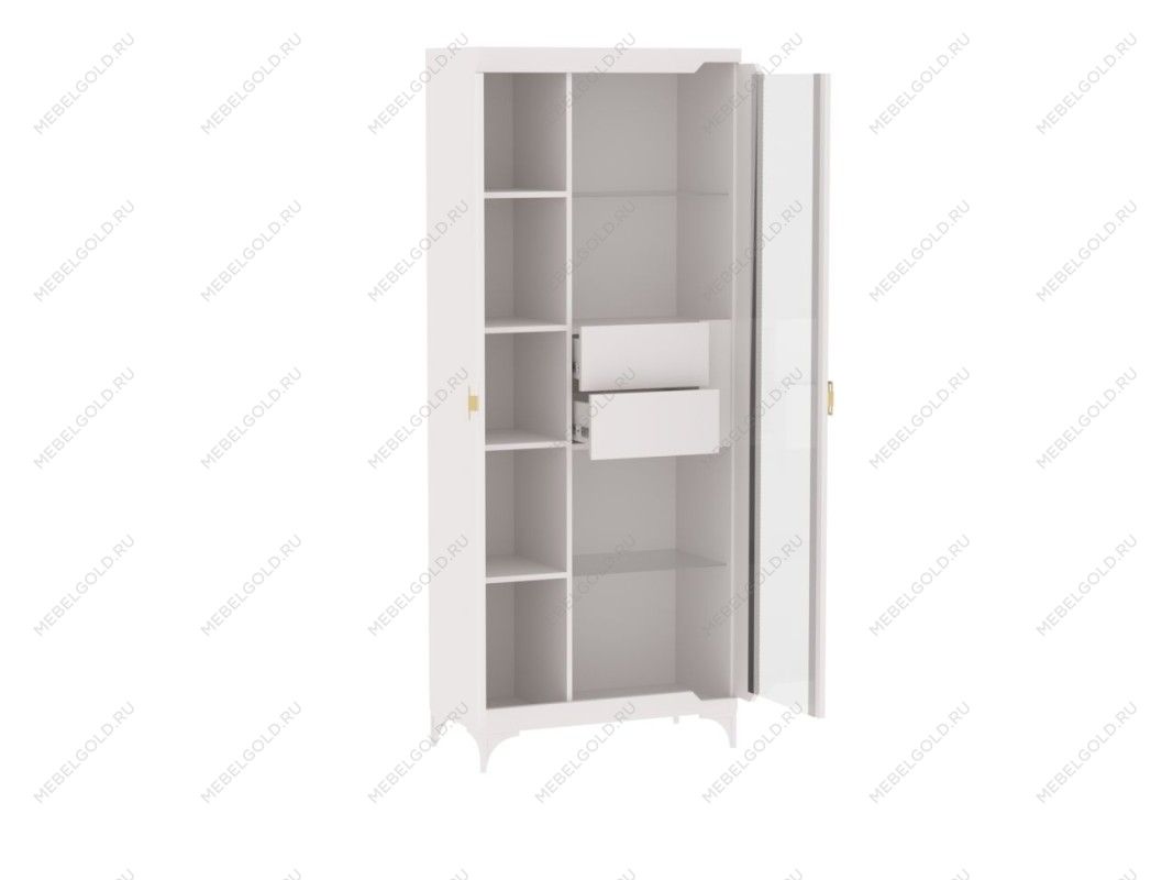 Пенал со стеклом широкий, Сиде (800*402*2006) Белый, 32202 | изображение 1