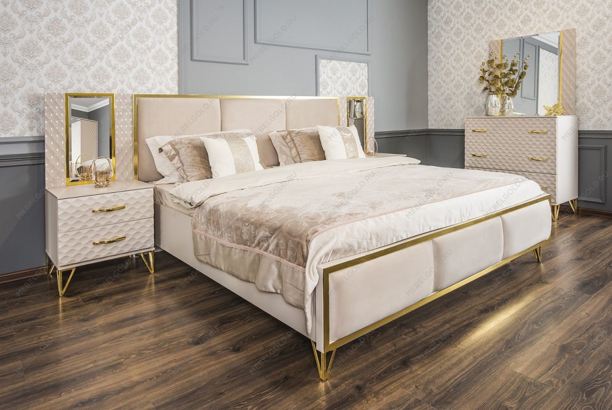 Зеркало Лара для прикроватной тумбы бежевый глянец | изображение 3