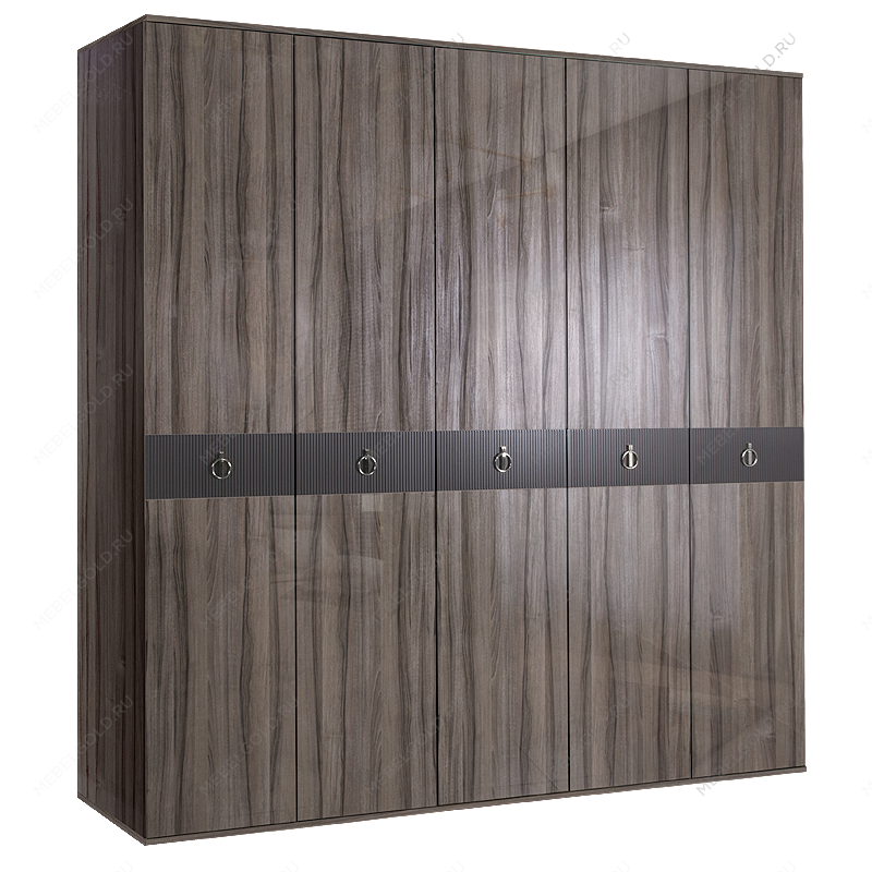 Шкаф 5-ти дверный Римини СОЛО (Орех империя/Серебро) РМШ2/5(s)