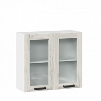 Шкаф кухонный 800 со стеклом Винченца (Белый/Дуб Крафт белый)