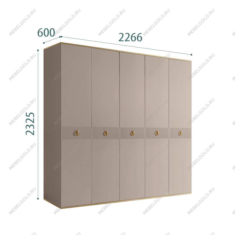 Шкаф 5-ти дверный Римини СОЛО (Мокка/Золото) РМШ2/5(s)