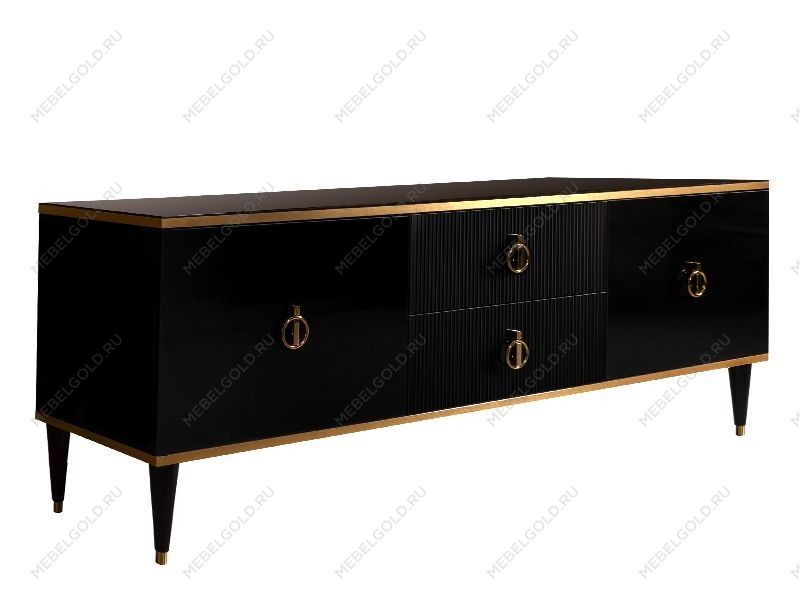 Тумба под телевизор Римини СОЛО (Черный/Золото) РМТ-3(s)