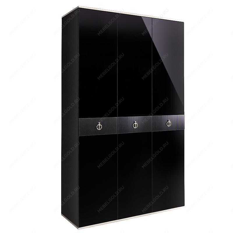 Шкаф 3-х дверный Римини СОЛО (Черный/Серебро) РМШ2/3(s)