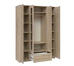 БРИМНЭС / СИРИУС Шкаф четырёхдверный ИКЕА / IKEA с одним выдвижным ящиком и двумя зеркалами, Дуб Сонома | изображение 2