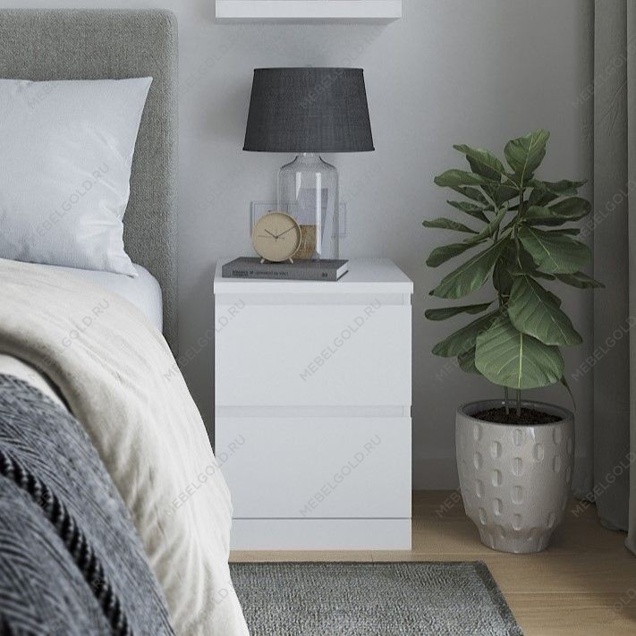 МАЛЬМ / VARMA Тумба прикроватная ИКЕА / IKEA 2, 40x54.8x40, пигмент, белый | изображение 1