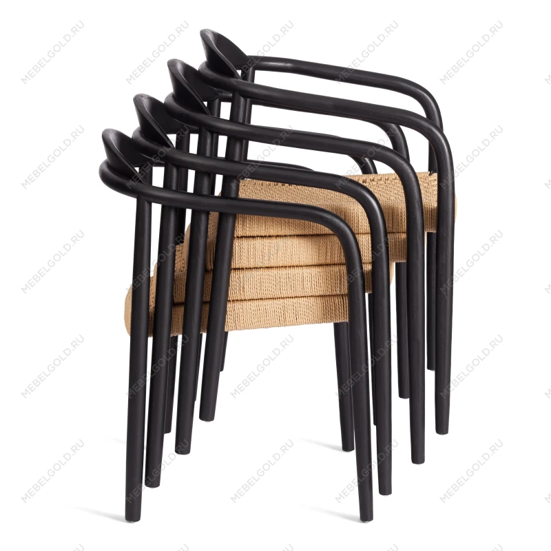 Стул MIDGARD, дерево вяз/бечевка, черный, 50х51х78,5 см | изображение 11