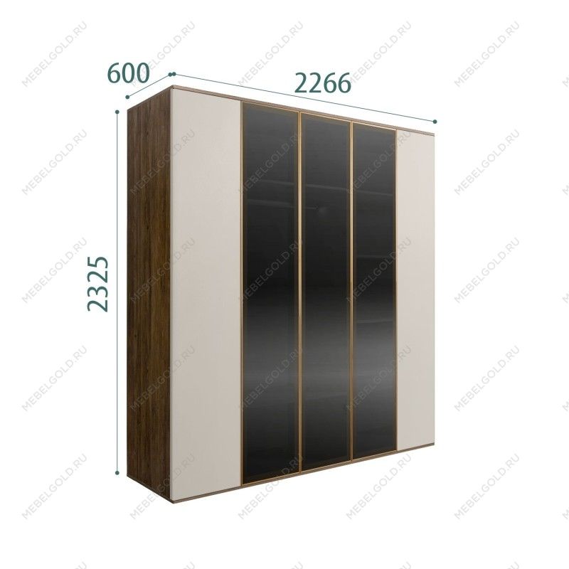 Шкаф 5-ти дв. Bogemia Woodline Air (Шелк/Золото) БМШ2/5(3)