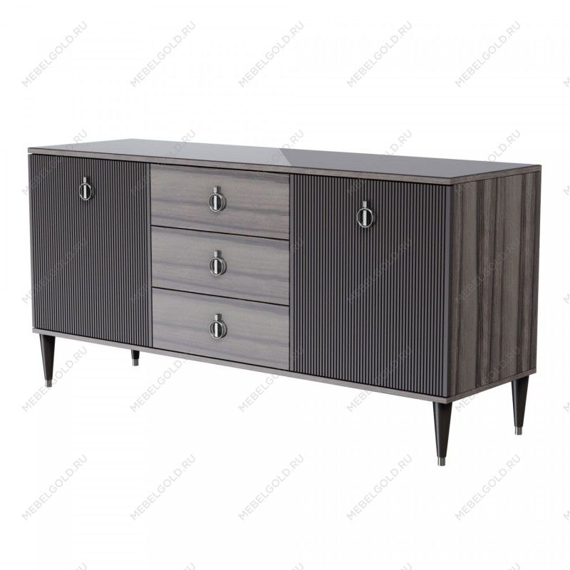 Комод для гостиной 1.6м Римини СОЛО (Орех империя/Серебро) РМКМ-4(s)