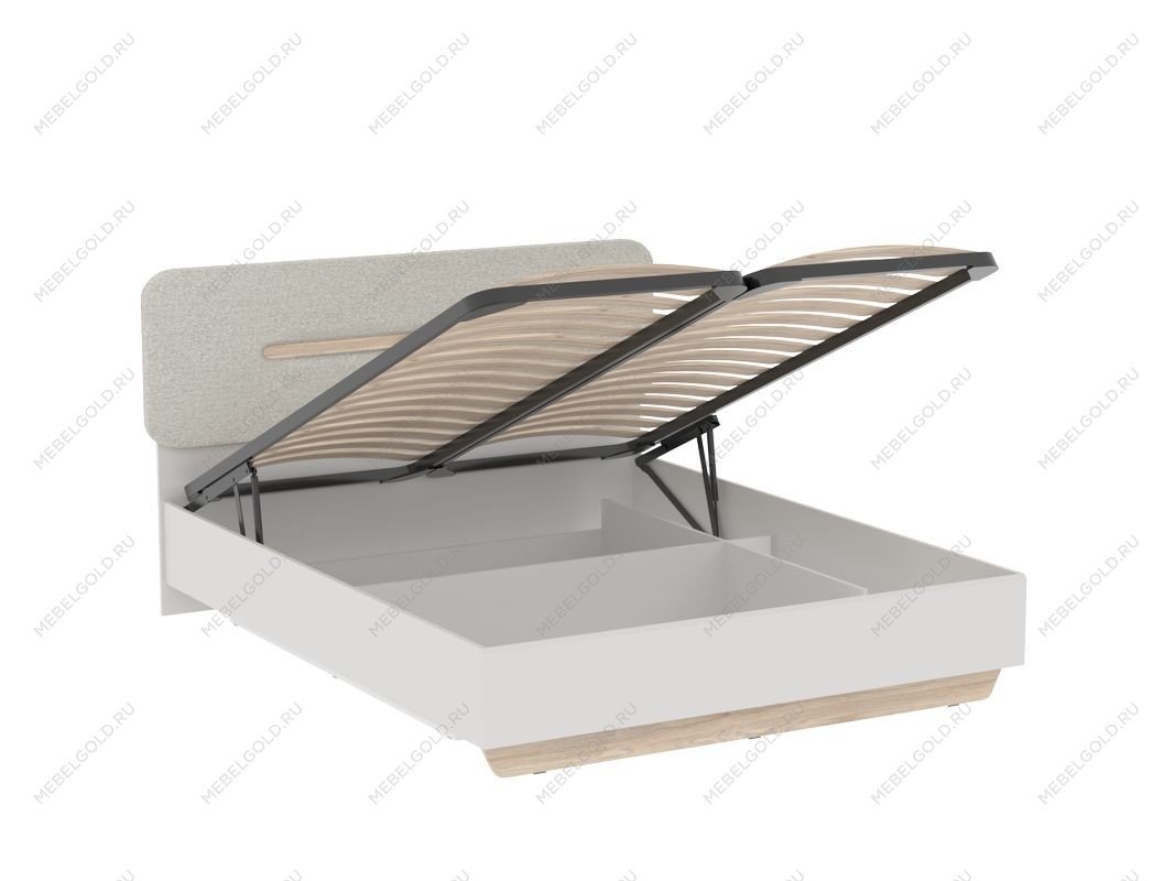 Кровать 1600 со светлой мягкой вставкой и подъемным механизмом, Аврора (1756*2063*1049) Дуб Мария/Кашемир