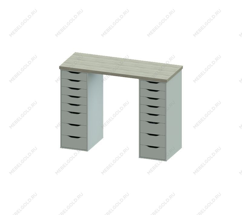 ИНГАР стол письменный ИКЕА / IKEA 2/88 140x106x55, дуб беленый/белый | изображение 2