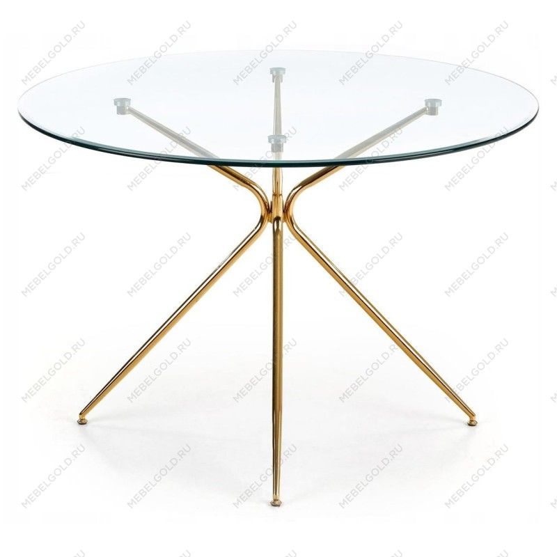 Стол обеденный Halmar RONDO (прозрачный/золотой)
