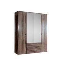 Шкаф 4-х дверный с зеркалом, с ящиками Римини (Орех империя/Серебро) РМШ1/41