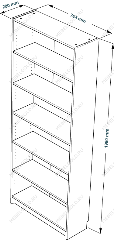 МАЛЬМ / VARMA Стеллаж ИКЕА / IKEA 80, 80x200x28, шпон, черный | изображение 3