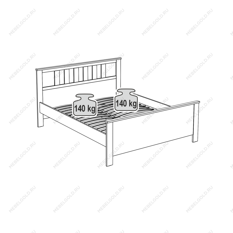 САГА кровать двойная 160х200 белая | изображение 2