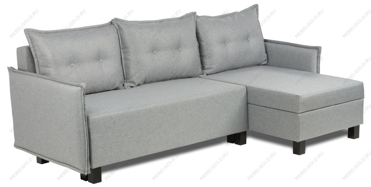Диван-кровать угловой Киркас серый, рогожка