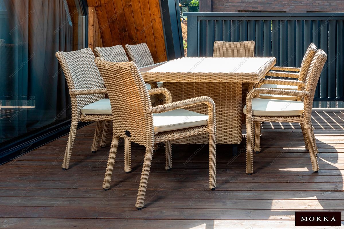 MOKKA BELLA стол прямоугольный с деревянной столешницей, соломенный | изображение 5