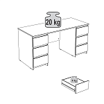 КАСТОР (KULLEN) стол письменный 6 ящиков 151х65 серый | изображение 3