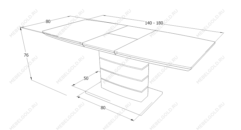 Стол обеденный Signal LEONARDO 140 раскладной (дуб/черный) | изображение 3