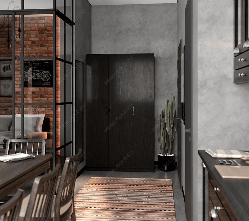 БРИМНЭС / СИРИУС Шкаф трехдверный ИКЕА / IKEA с одним выдвижным ящиком, Дуб Венге | изображение 5