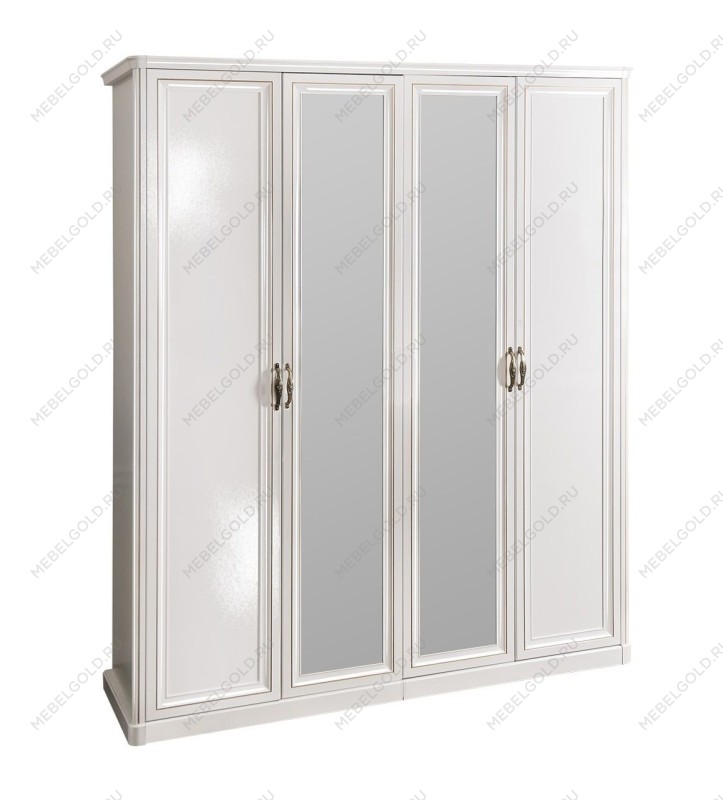 Шкаф Натали 4-дверный (2+2) с зеркалом белый глянец