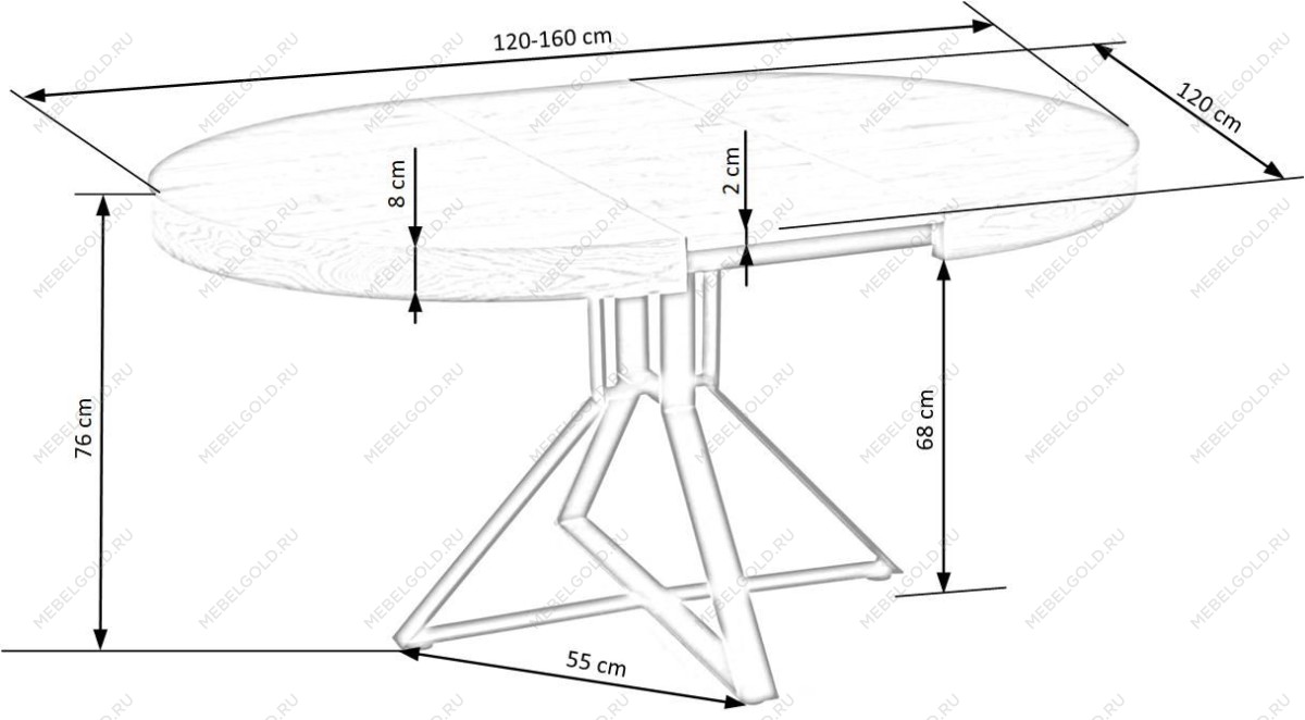 Стол обеденный Halmar MERCY раскладной (дуб золотой/черный) | изображение 10