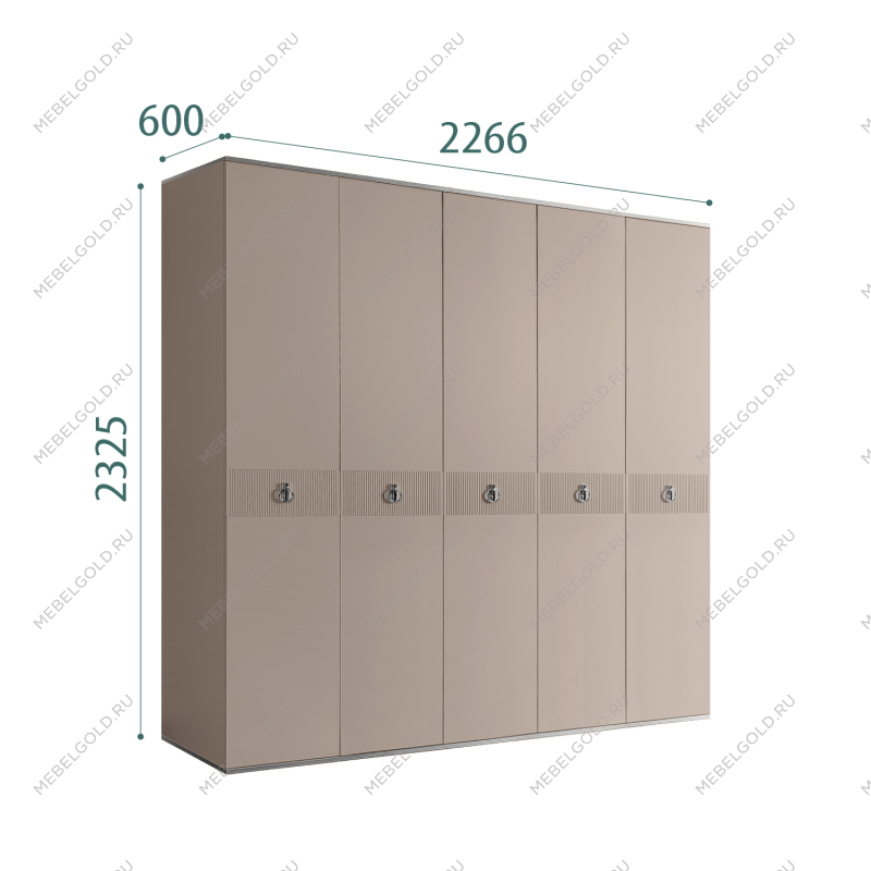 Шкаф 5-ти дверный Римини СОЛО (Мокка/Серебро) РМШ2/5(s)