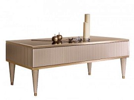 м. Марьина Роща - Стол журанальный с выдвижным ящиком Римини СОЛО (слоновая кость золото) РМСТ-2 (s)