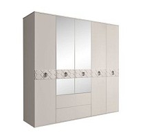 Шкаф 5-ти дверный с зеркалами, с ящиками, Bogemia Farfalle (Шелк/Хром) БМШ1/51(Fa)