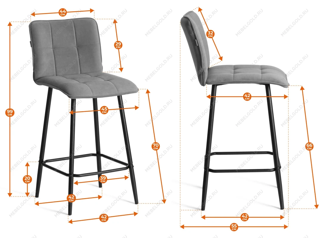 Полубарный стул Bari/Бари, экокожа, бежевый, 42х55х99 см | изображение 15