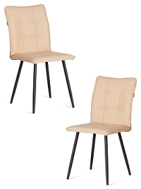 Стул обеденный Bari (2 шт. в упаковке), LT, экокожа, бежевая, 41х55х89 см
