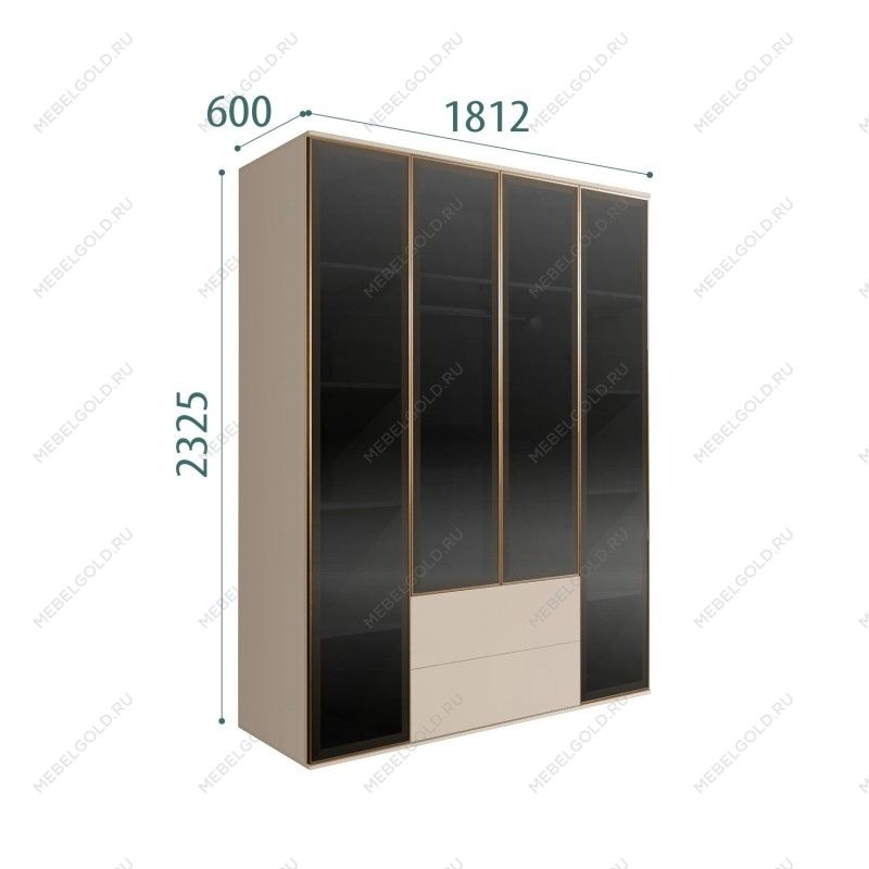 Шкаф 4-х дв. с ящиками Bogemia Air (Ваниль/Золото) БМШ2/42(4)