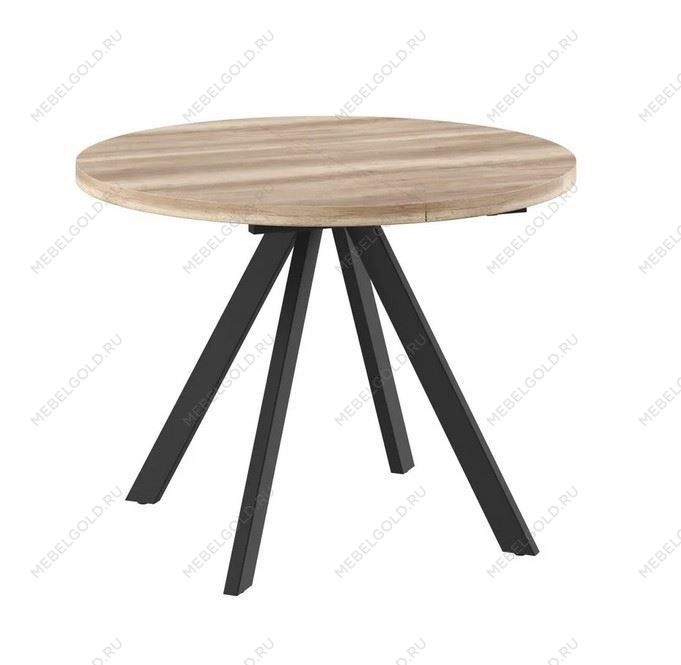 Стол круглый раздвижной TRIO-100 (Дуб велингтон/Черный) 100(135)