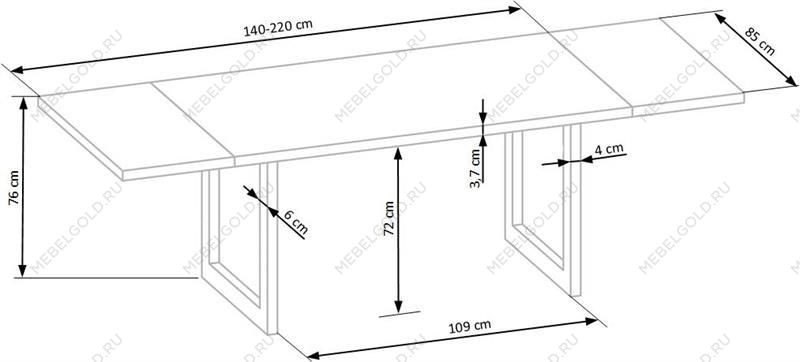 Стол обеденный Halmar RADUS 140x85 (дуб натуральный/черный) | изображение 3