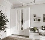 БРИМНЭС / СИРИУС Шкаф четырёхдверный ИКЕА / IKEA белый с одним выдвижным ящиком и двумя зеркалами | изображение 4