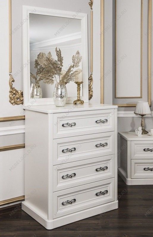 Лобня - Зеркало для комода Мишель белый матовый (спальня) | изображение 3