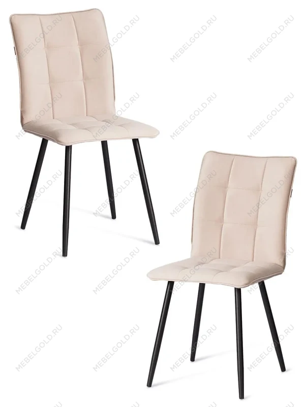Стул обеденный Bari (2 шт. в упаковке), LT, велюр, бежевый/черный, 7, 41х55х89 см