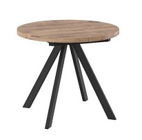 Стол круглый раздвижной TRIO-90 (ДУБ ВЕЛИНГТОН/ЧЕРНЫЙ) 90/125