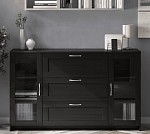 БРИМНЭС / СИРИУС тумба ИКЕА / IKEA 2 двери со стеклом и 3 ящика 156х95 Дуб Венге | изображение 4