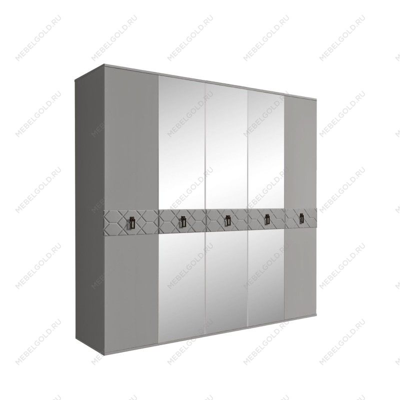 Шкаф 5-ти дв. с зеркалами Bogemia Farfalle (Серый/Черный) БМШ1/5(Fa)